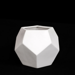 10.00"x10.00"x8.00"H Ceramic Hexagon Pot in Geometric Design Body LG Matte Finish White