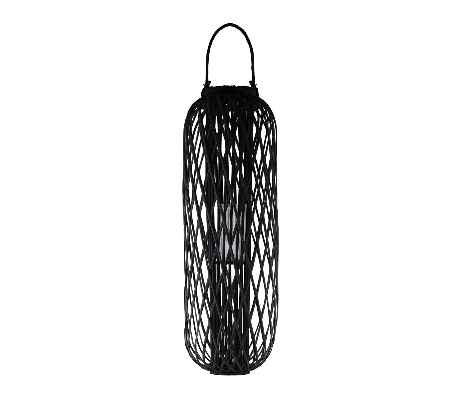 47.25”H X 15” Bamboo Round Lantern with Braided Rope Lip and Handle ...