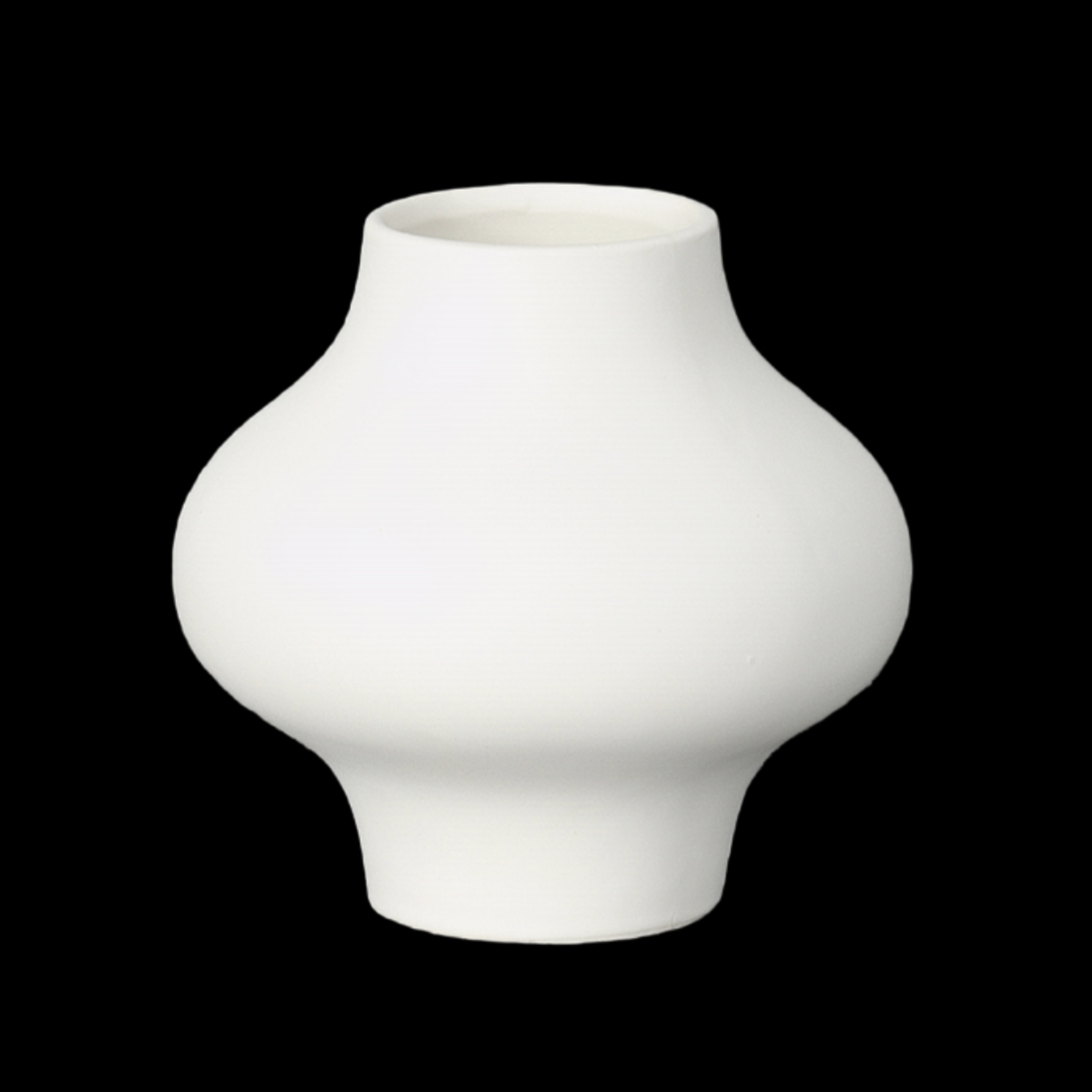 6”H X 6.25” MATTE WHITE Ceramic Round Bellied Vase with Narrow Mouth