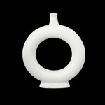 50% off was $26 now $13. 10.75’H X 9”MATTE WHITE CERAMIC RING PEDESTAL VASE