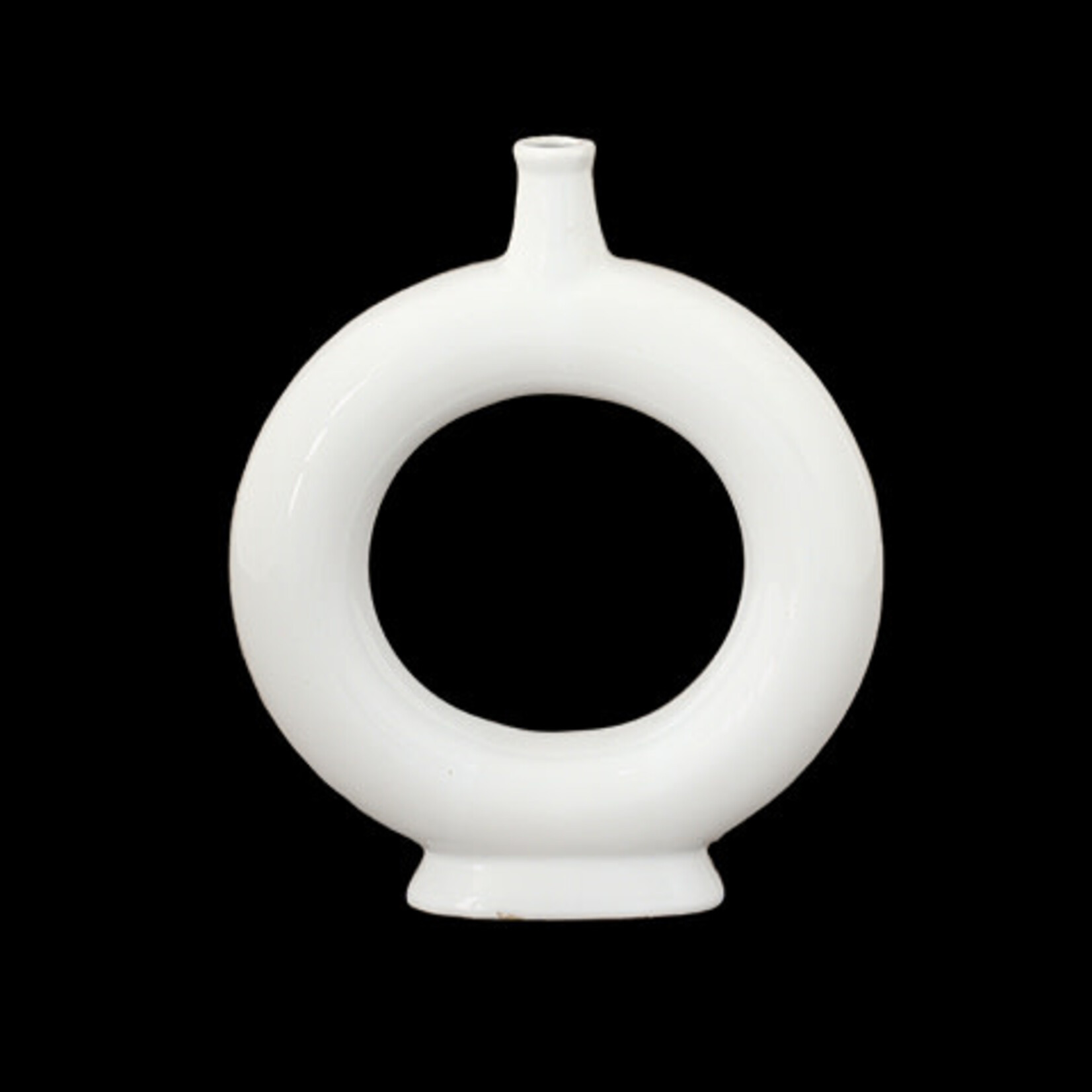 50% off was $26 now $13. 10.75’H X 9”MATTE WHITE CERAMIC RING PEDESTAL VASE