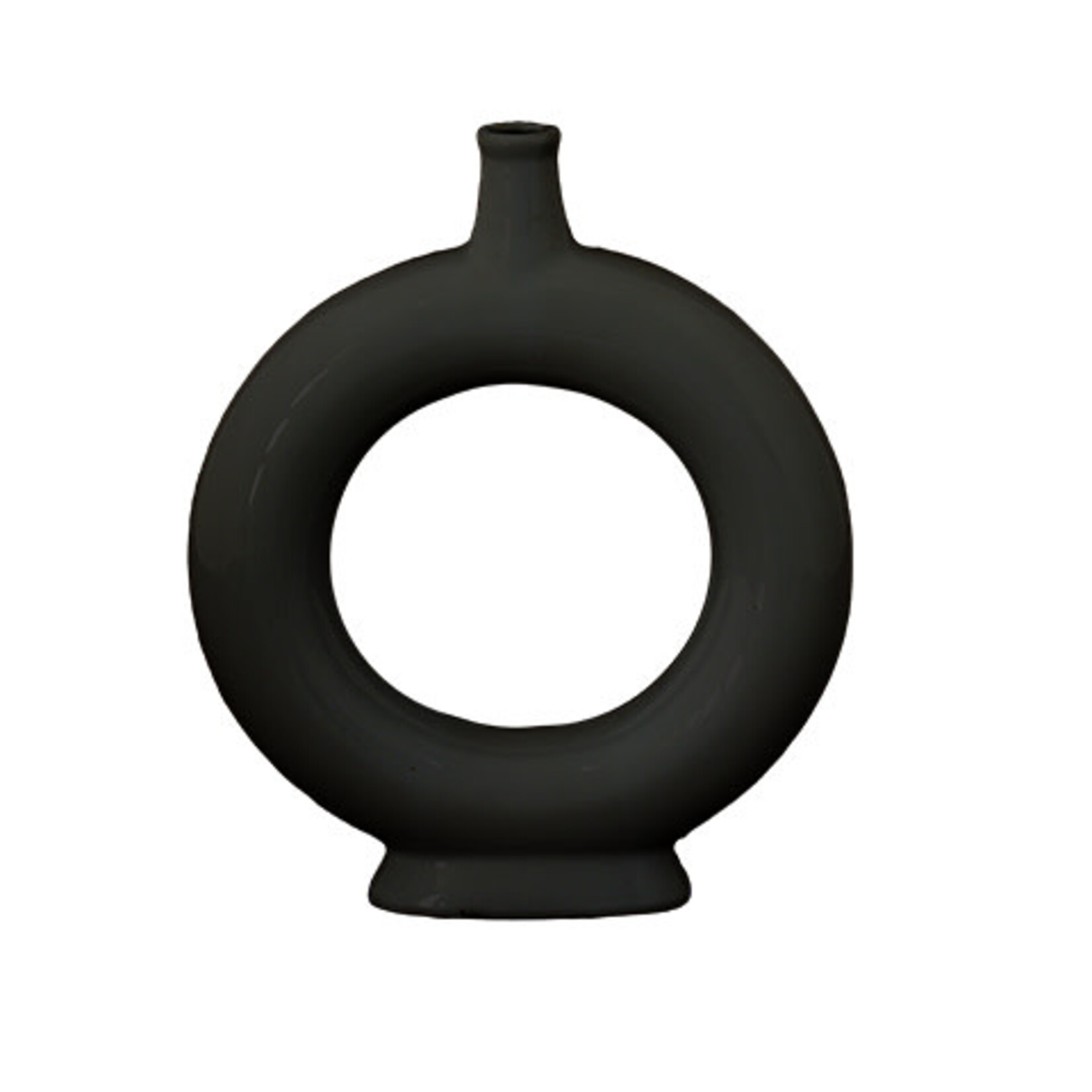 50% off was $26 now $13. 10.75’H X 9”MATTE BLACK CERAMIC RING PEDESTAL BUDVASE