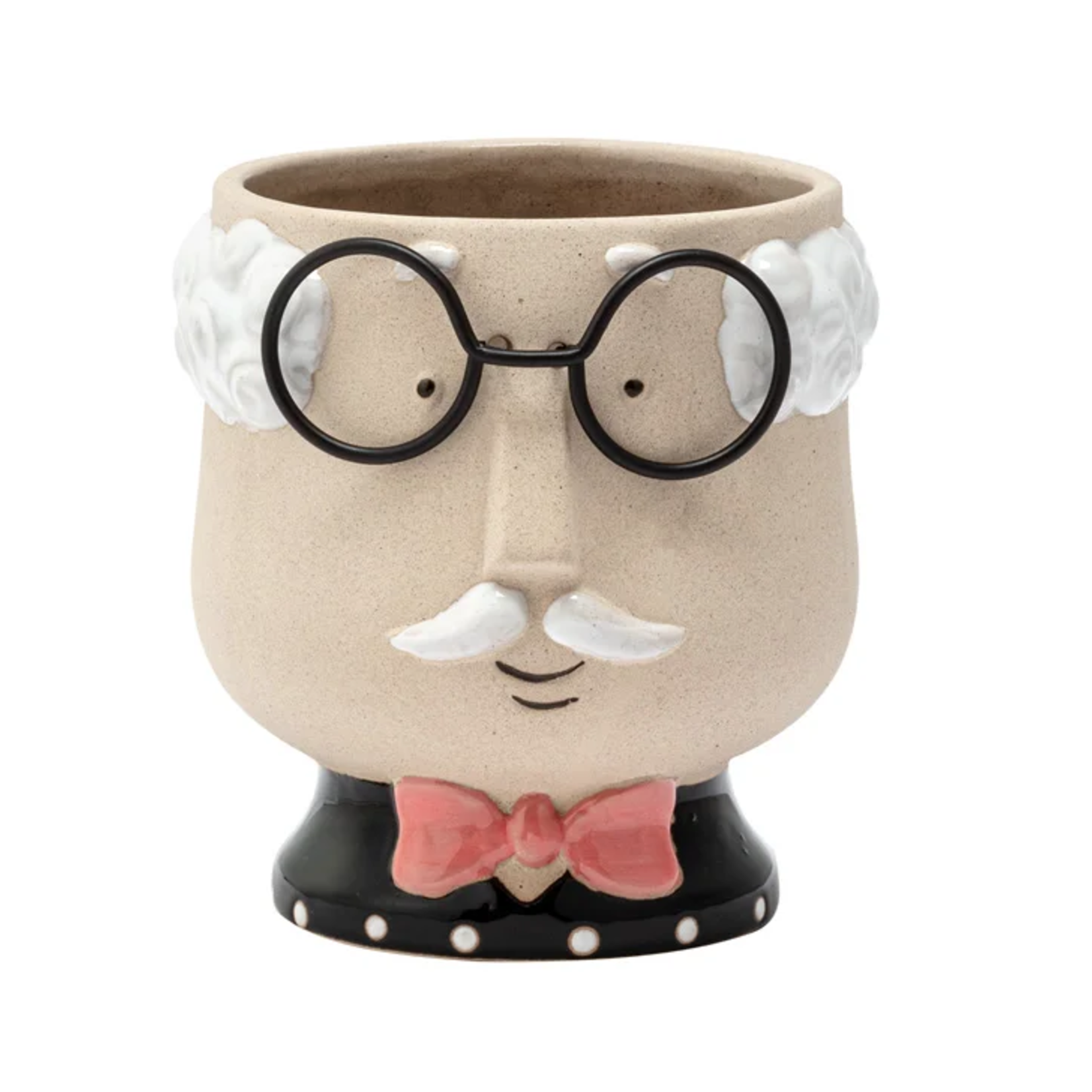 GLASSES AND BOW TIE HEAD PLANTER 3.75"LX3,75WX4.75H