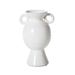 12.25”H X 8.5” X 6.75” WHITE CERAMIC ASPERO VASE