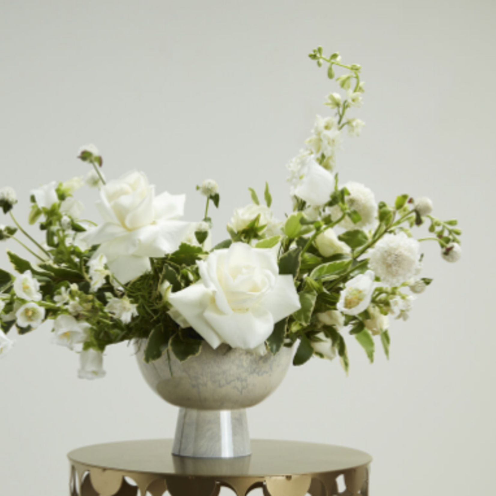 5"h x 7" OFF WHITE METAL ISABELLA COMPOTE