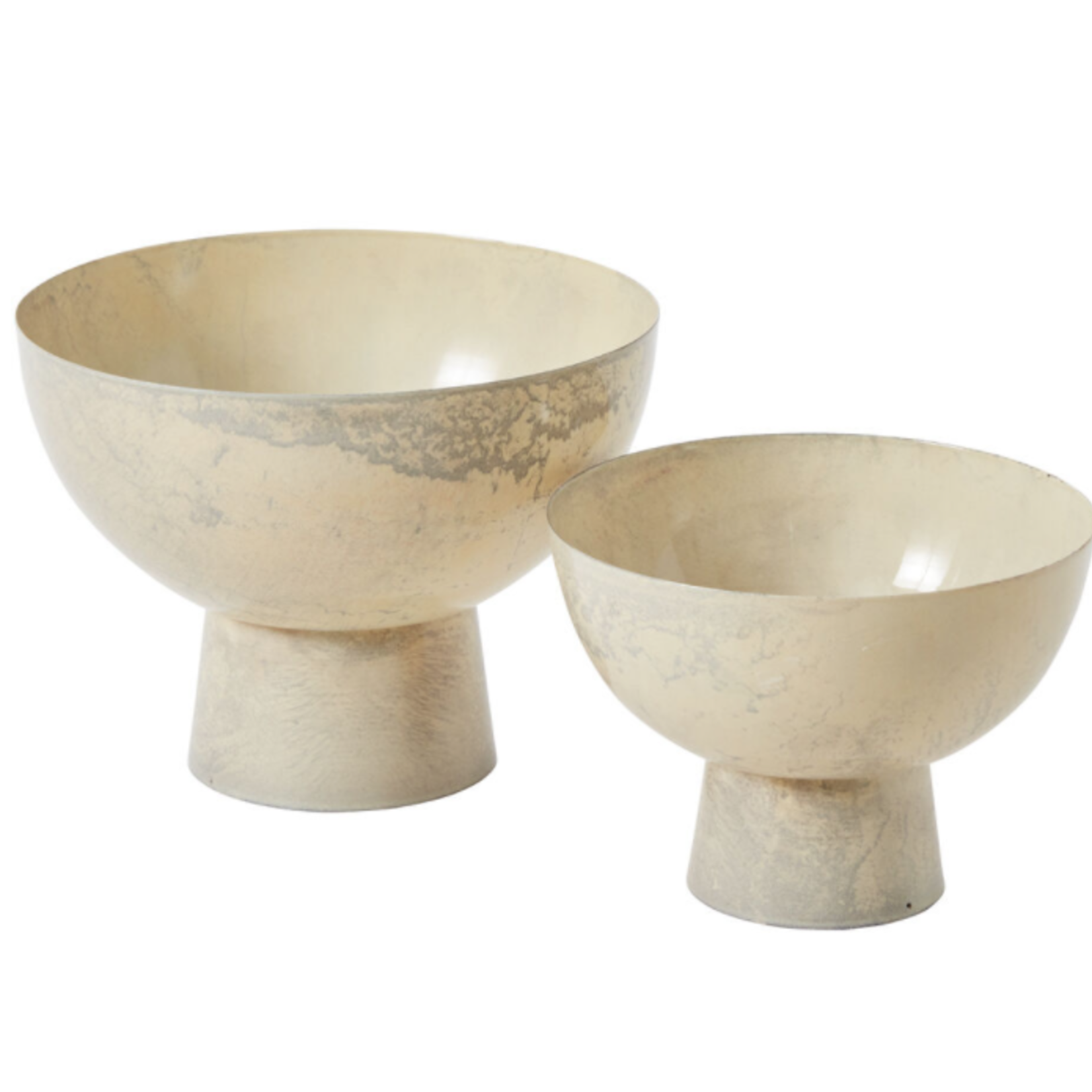 5"h x 7" OFF WHITE METAL ISABELLA COMPOTE