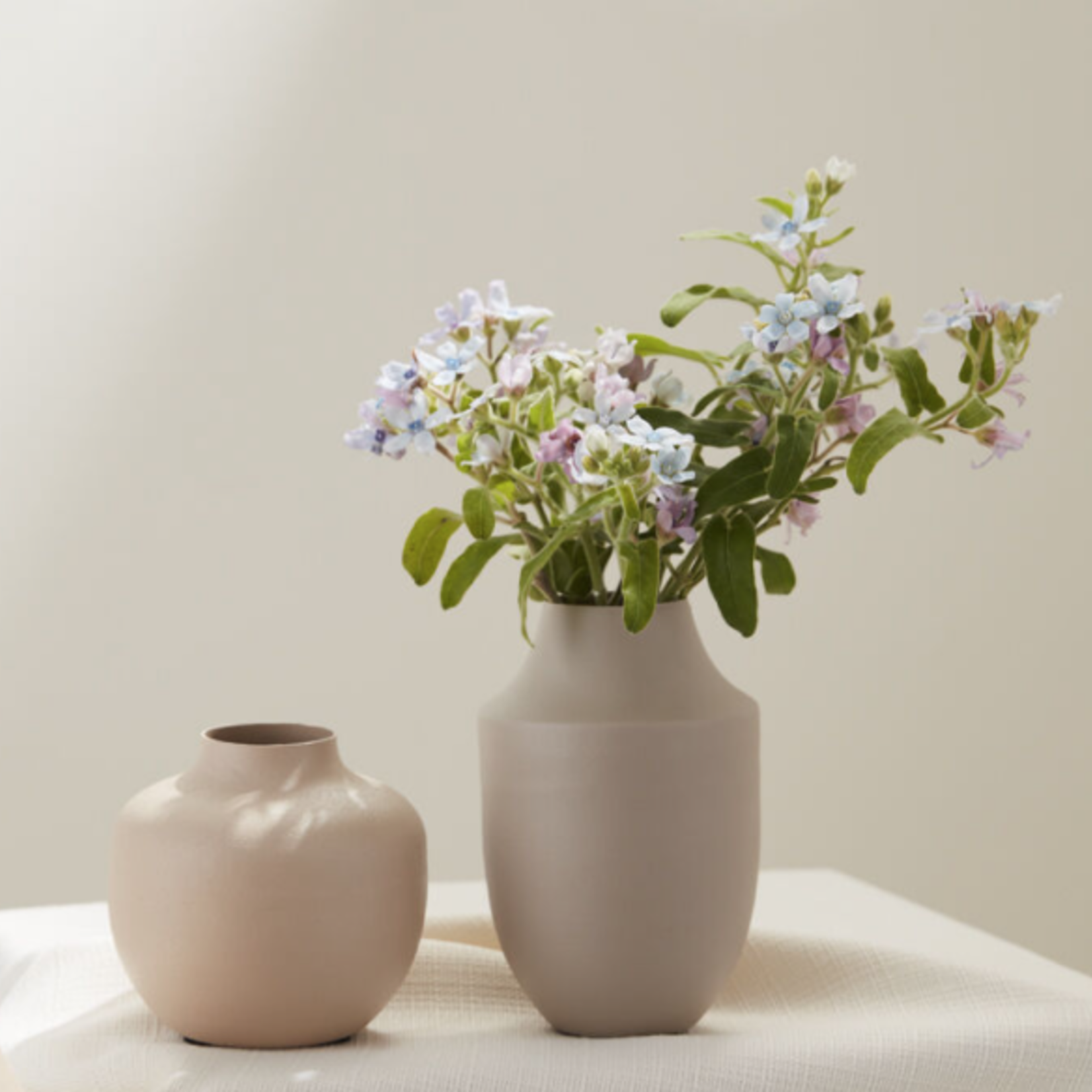 3.75”H X 4” TAN METAL PIEDMONT BUDVASE
