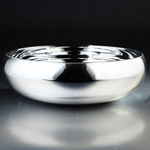 4"h x 12"d GLASS LOW BOWL SILVER CYLINDER