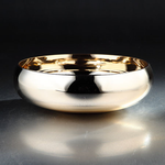 4"H X 12"D  GLASS LOW BOWL GOLD CYLINDER