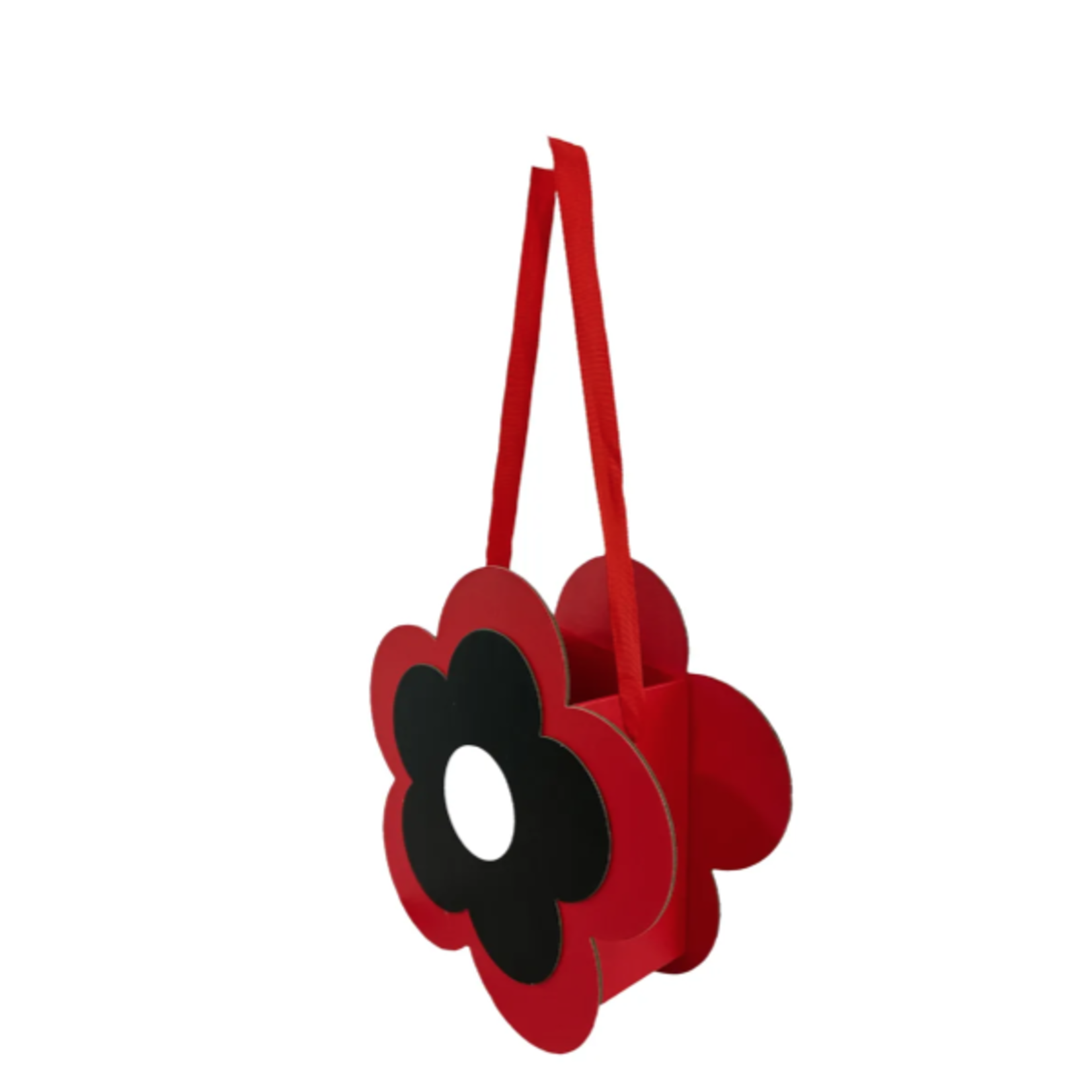 9.5" x 9.5" x 3.5" FLOWER FLORAL BAG, RED, reg $9.99