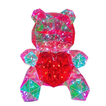 LED HOLOGRAPHIC IRIDESCENT LIGHT UP BEAR WITH RED HEART, 16 INCHES HIGH