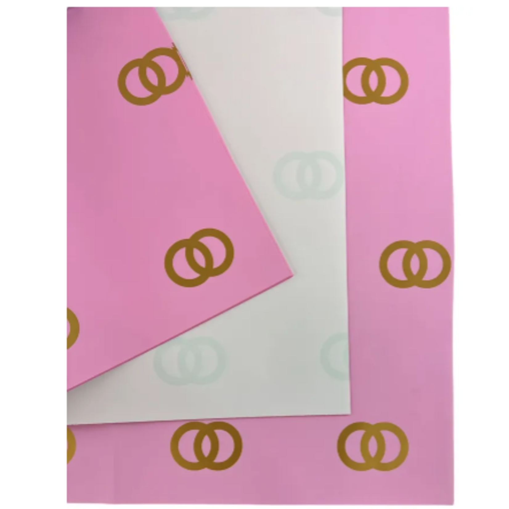 PINK FLORAL PAPER WITH GOLD DESIGN, 20 PIECES