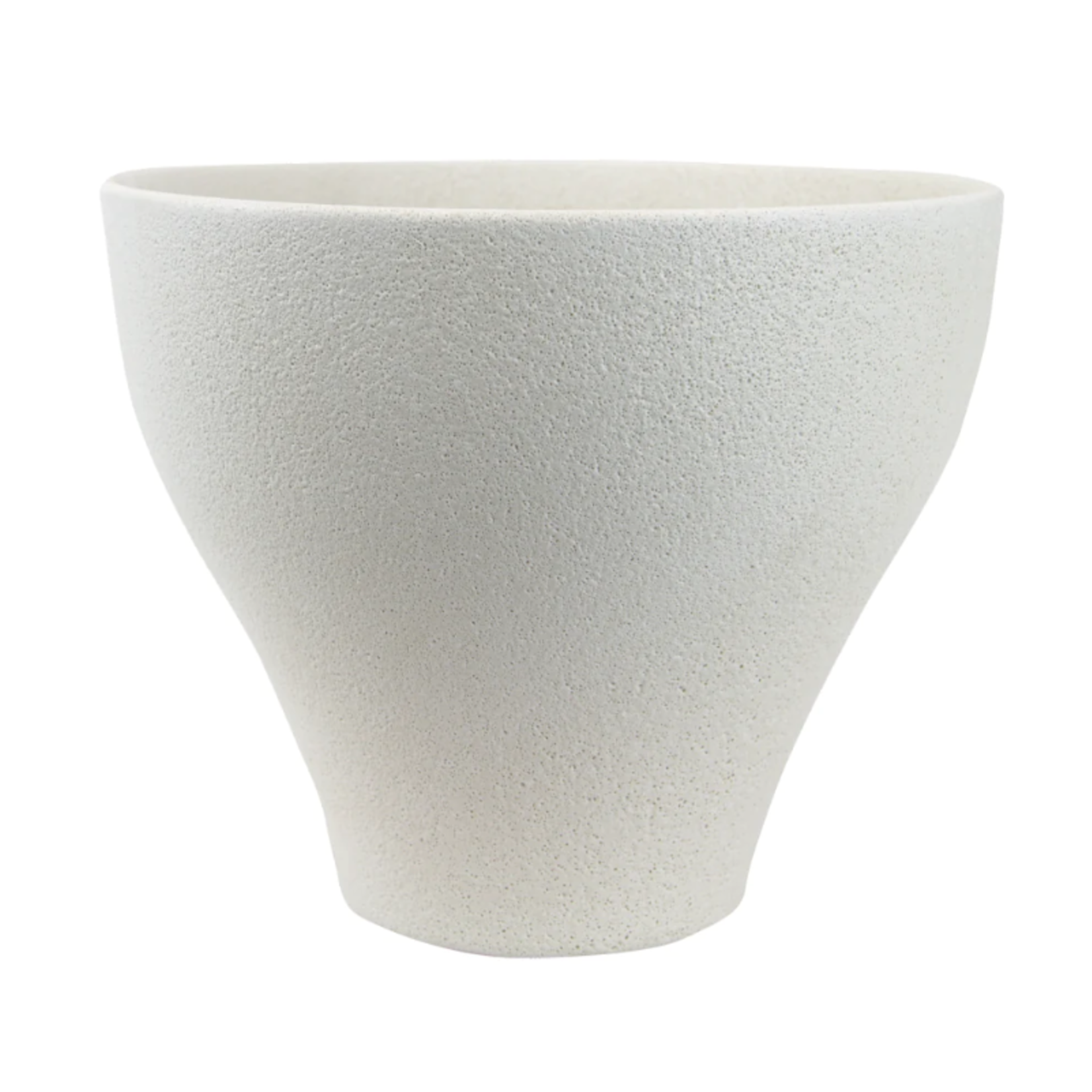 9”H X 11” ELLY WHITE CERAMIC TAPERED PLANTER