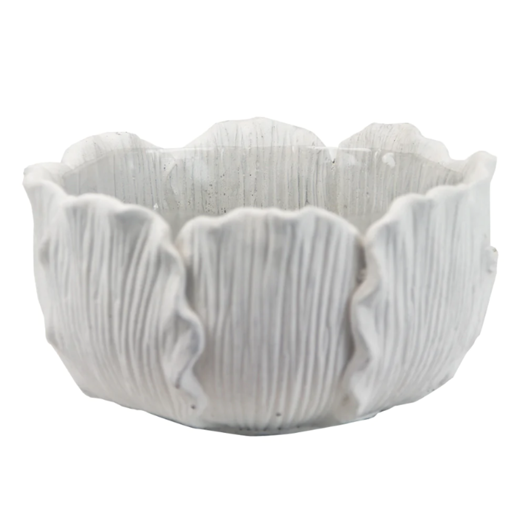 4.75”H X 9” WHITE CERAMIC LEAF BOWL