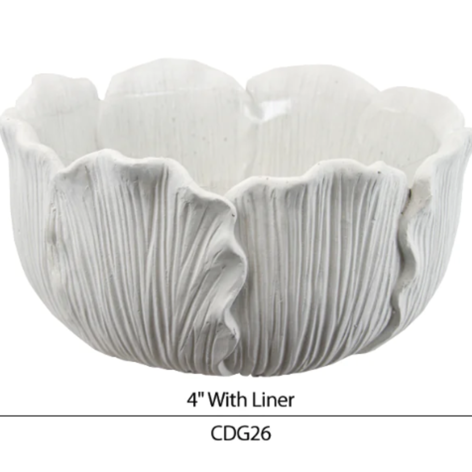 7”H X 14” WHITE CERAMIC LEAF BOWL