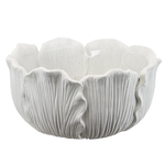 7”H X 14” WHITE CERAMIC LEAF BOWL