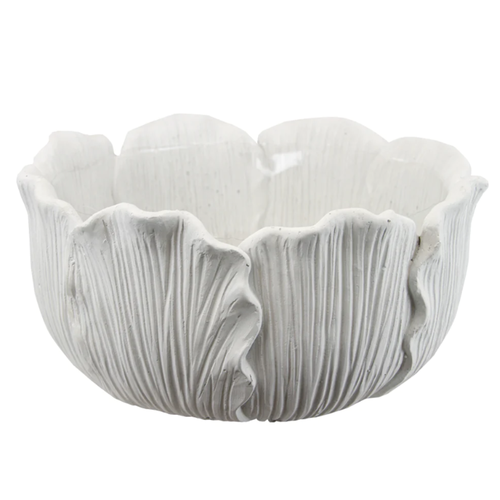 7”H X 14” WHITE CERAMIC LEAF BOWL