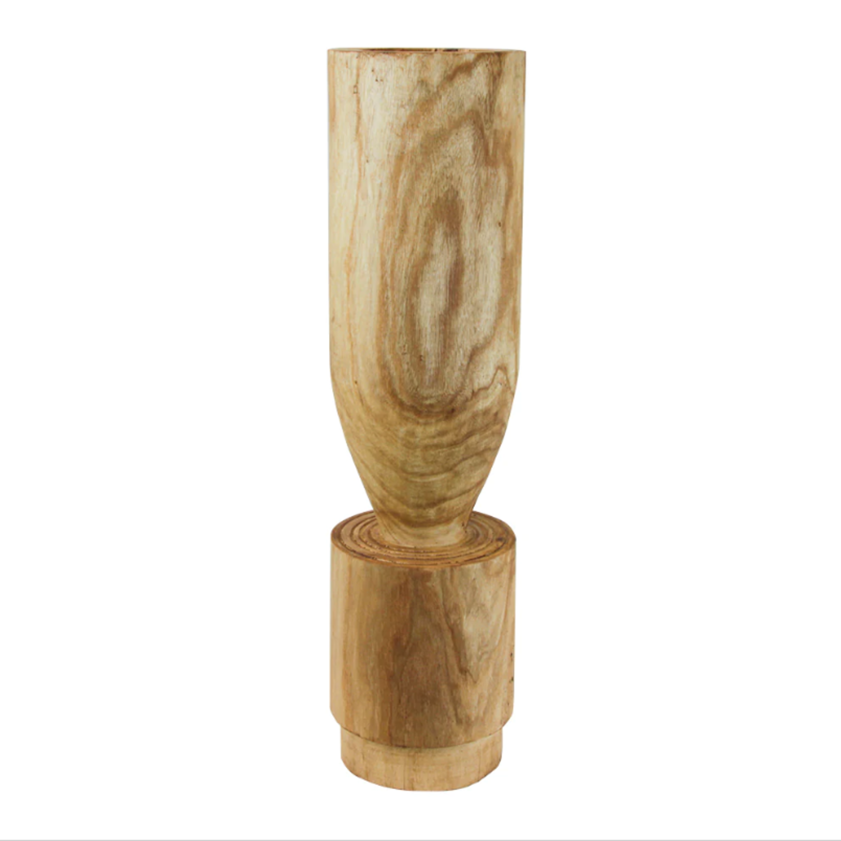 22”H X 6.5” NATURAL WOOD POT VASE