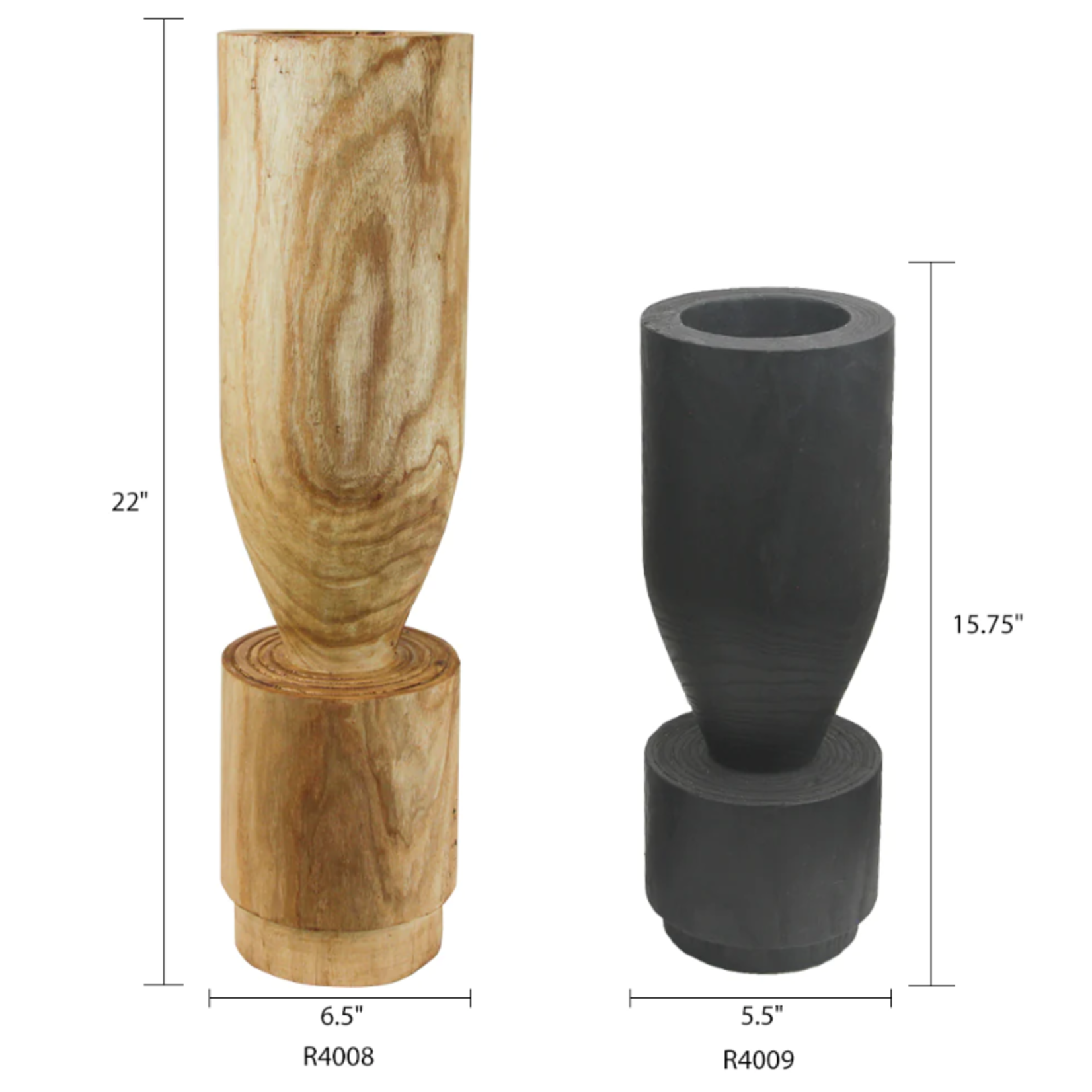 15.75”H X 5.5” NATURAL WOOD POT VASE