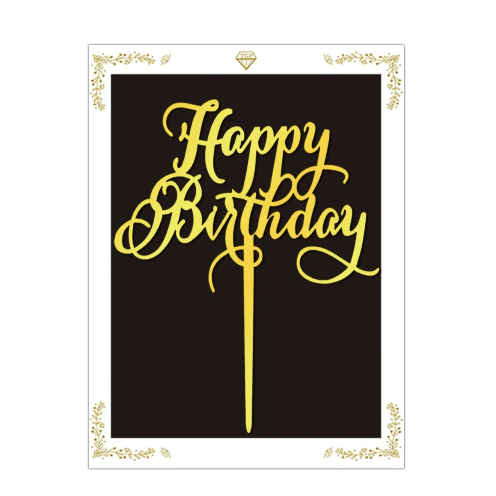 "HAPPY BIRTHDAY" GOLD CAKE TOPPER