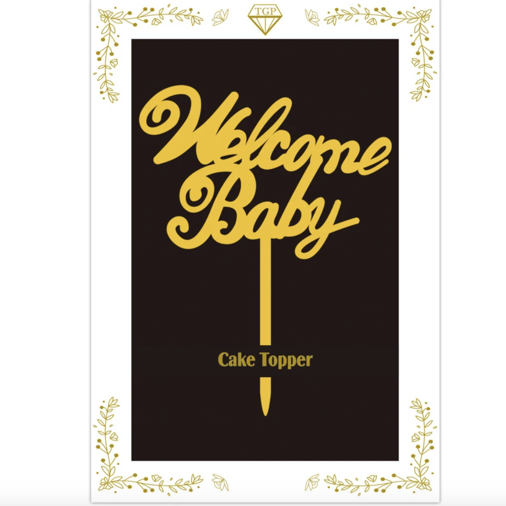 GOLD, WELCOME BABY CAKE TOPPER