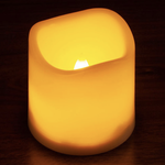 3 X 3" LED PILLAR IVORY FLICKERING CANDLE, NEEDS BATTERY