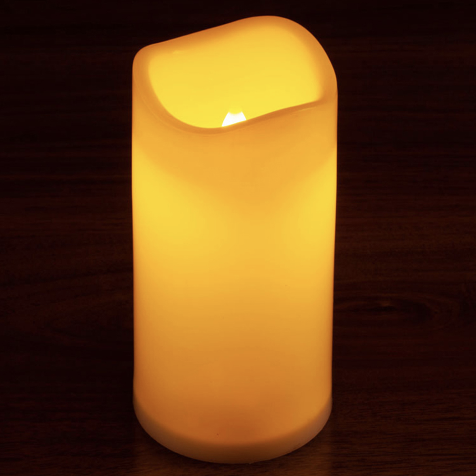 3" X 6"H LED IVORY FLICKERING CANDLE, NEEDS BATTERIES