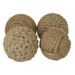 4”d BROWN JUTE ROPE HANDMADE DECORATIVE BALL ORBS & VASE FILLER WITH VARYING DESIGNS (price per each, box has assortment)