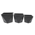 11.25”h x 14.5” SMALL BLACK METAL GEOMETRICAL INDOOR OUTDOOR PLANTER (NOT WATER TIGHT, PRICE PER SIZE, BOX HAS ASSORTMENT)