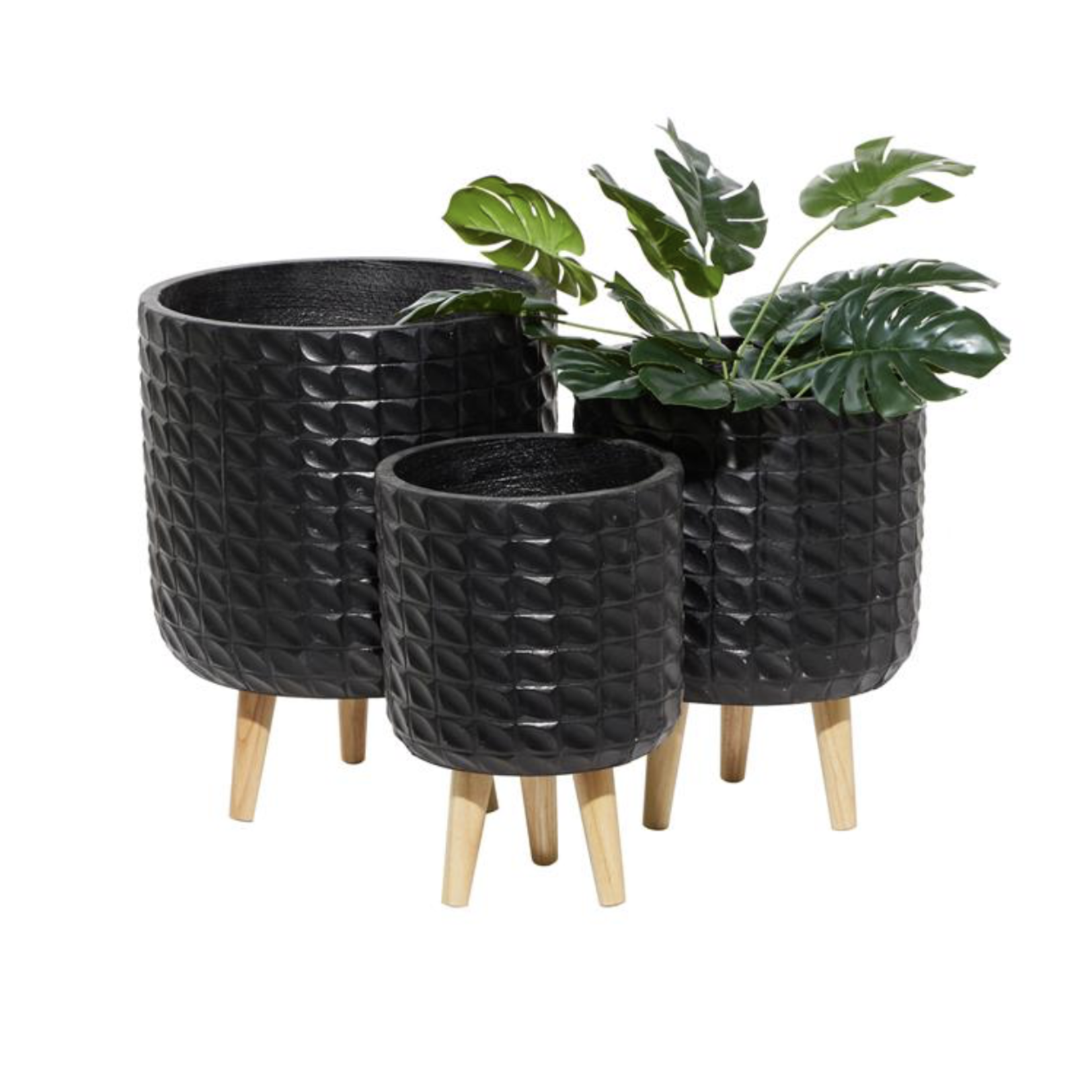 18”H X 14” LARGE  MAGNESIUM OXIDE INDOOR OUTDOOR PLANTER WITH WOOD LEGS (NOT WATER TIGHT)