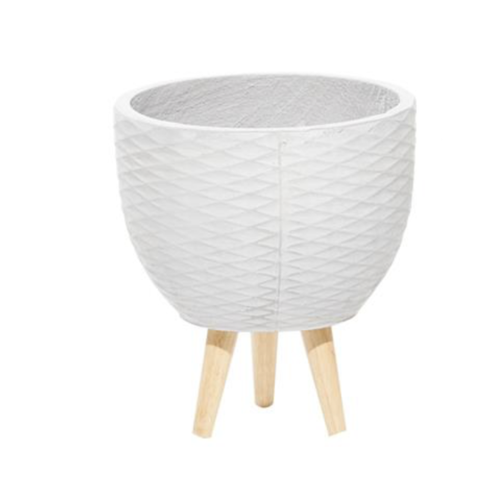 50% off was $28 now $14. 14”H LARGE GRAY CERAMIC TAPERED CONTEMPORARY PLANTER WITH WOOD STAND (NOT WATER TIGHT)