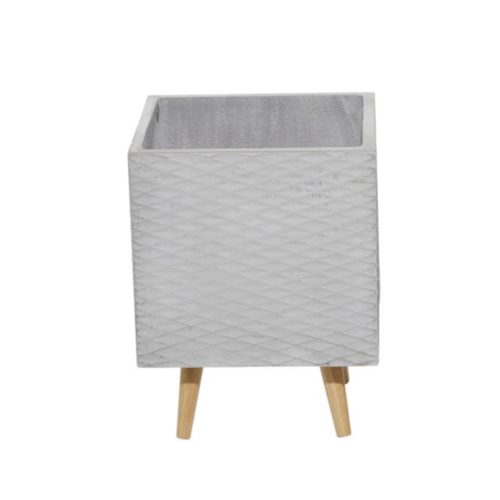 50% off was $22 now $11.5. 3”H X 11” X 11” SMALL SQUARE GREY CERAMIC CONTEMPORARY PLANTER WITH WOOD STAND (NOT WATER TIGHT)