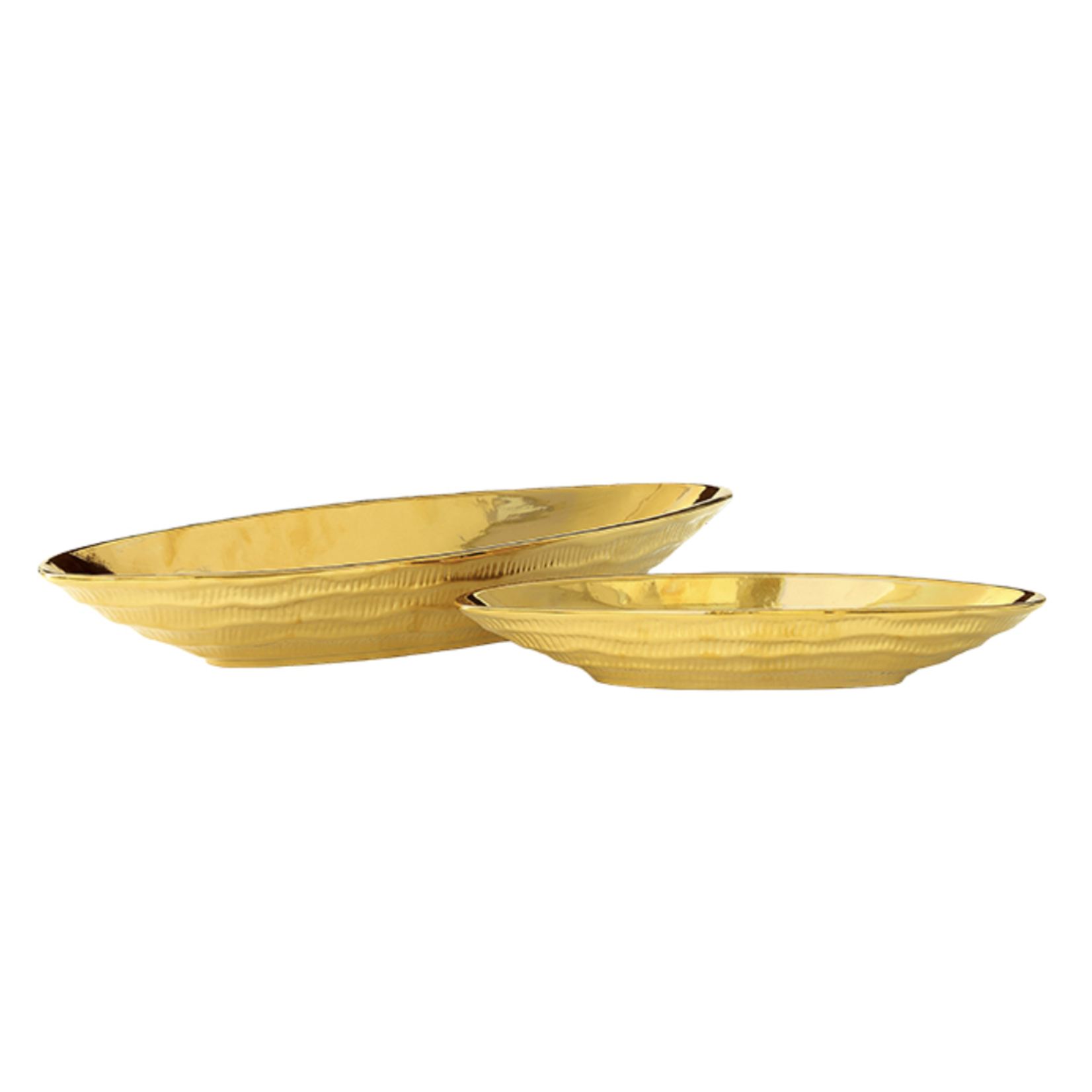 3.5”H X 7.5”W X 21.75” GOLD Glaze Boat Shape Geometric Electroplated Gold Finish  (price per size, box has assortment)