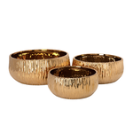 5.75”H X 13.5” GOLD Ceramic Round Pot with Embossed Wavy Pattern Design Body  (price per size, box has assortment)