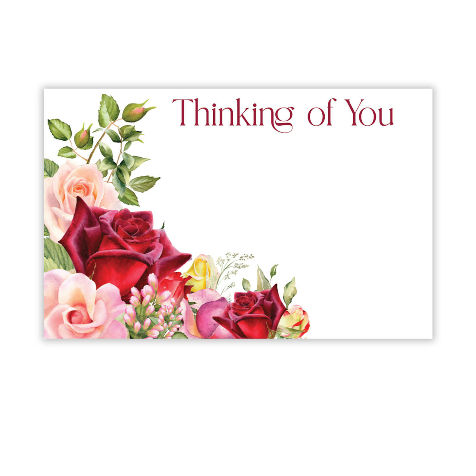 3 1/2″ x 2 1/4″ "THINKING OF YOU" CAPRI ENCLOSURE CARDS RED AND PINK ROSES (FOILED)