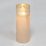 8”H X 3” AMBER LED GLASS CANDLE