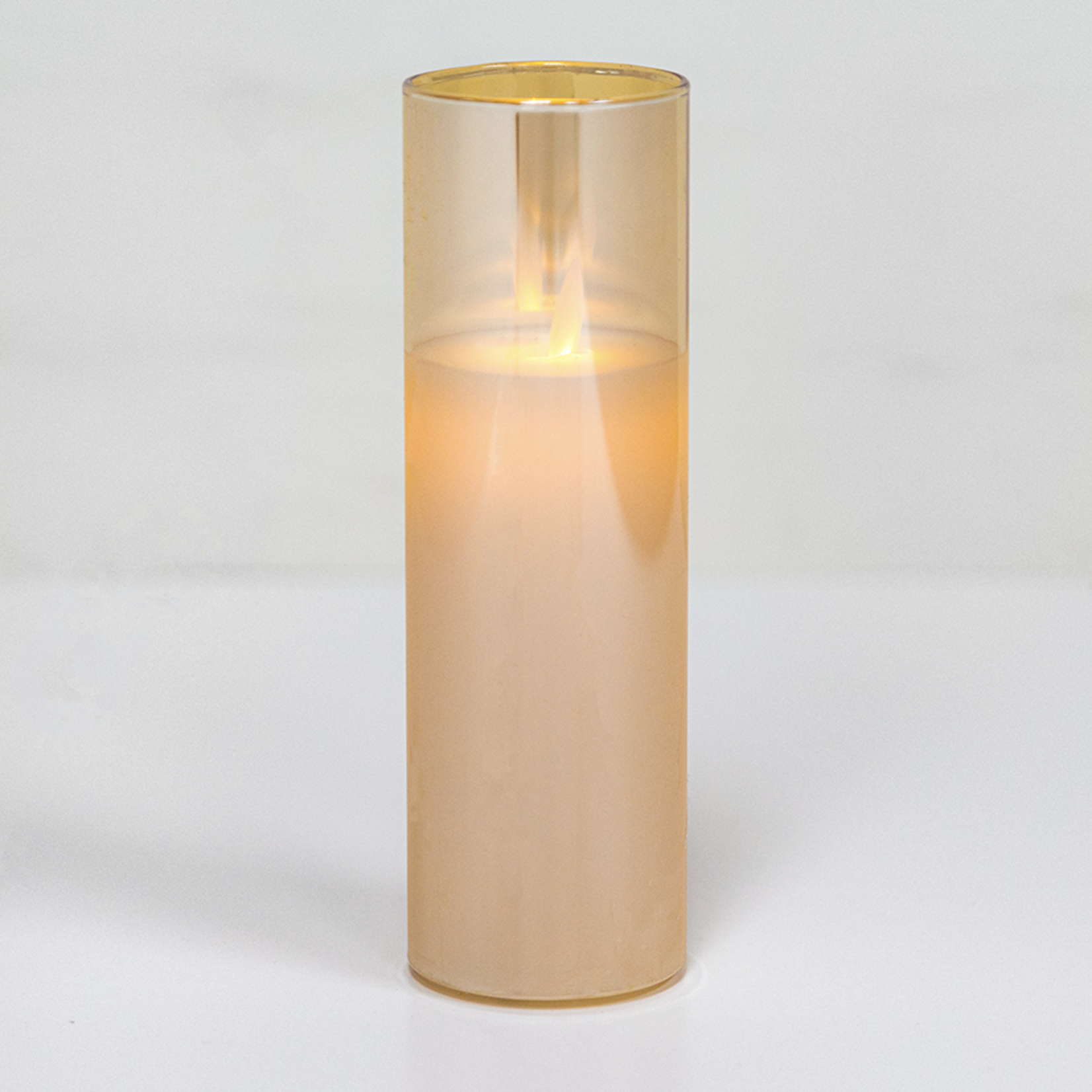 7”H X 2” AMBER LED GLASS CANDLE