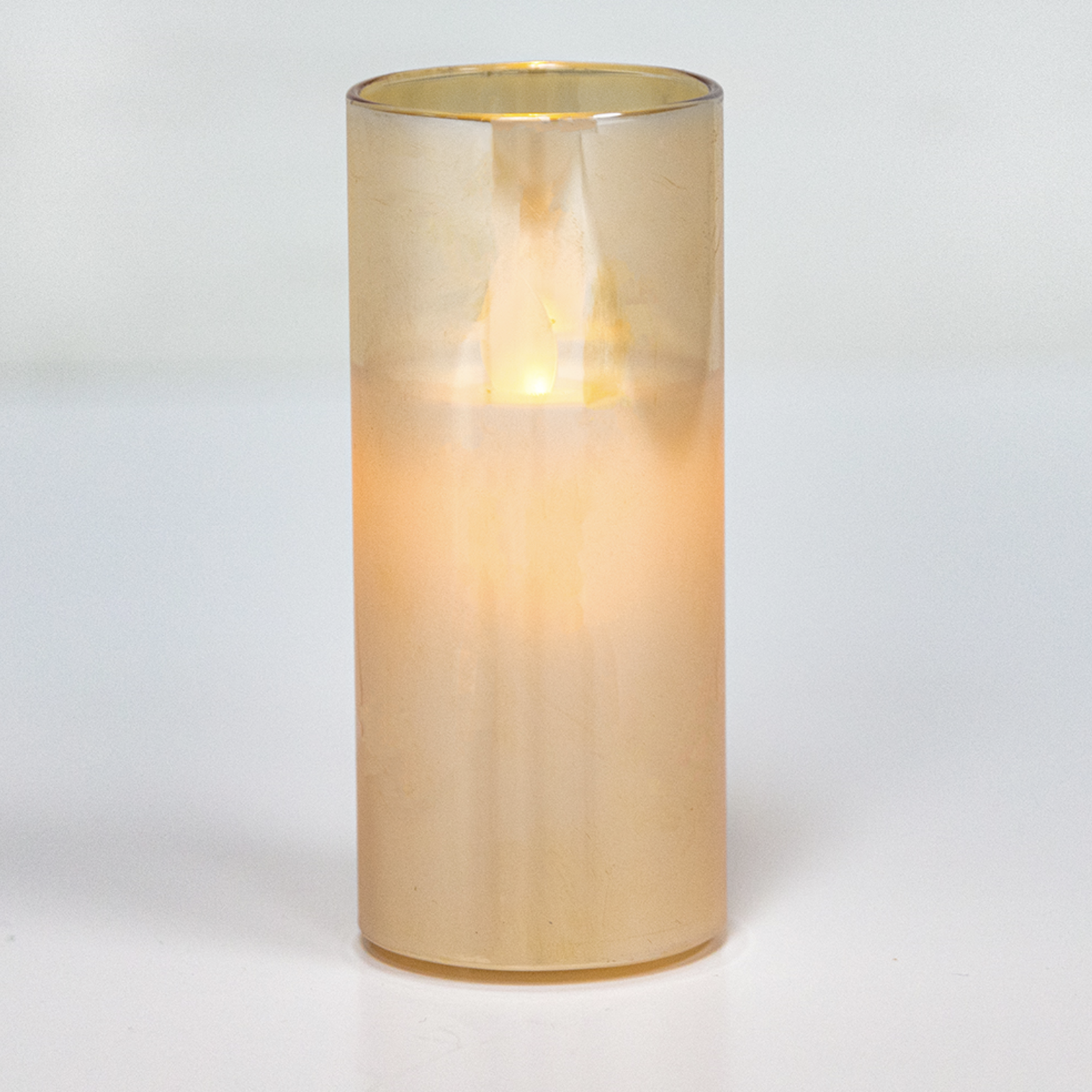 5”H X 2” AMBER LED GLASS CANDLE