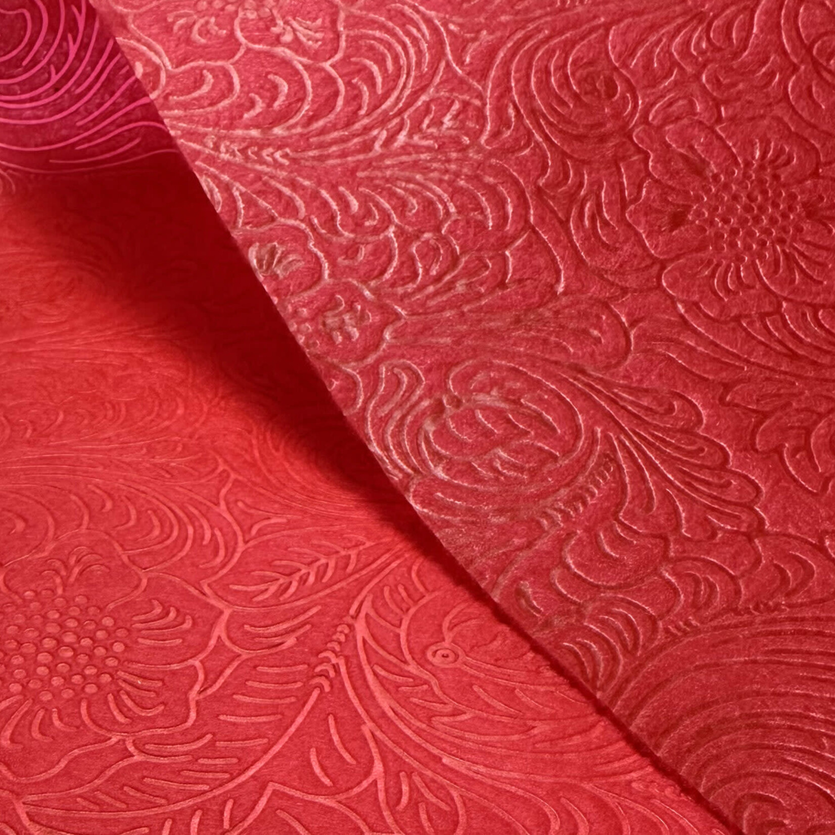 RED FLOWER WRAP EMBOSSED 20" X 20", 100 SHEETS