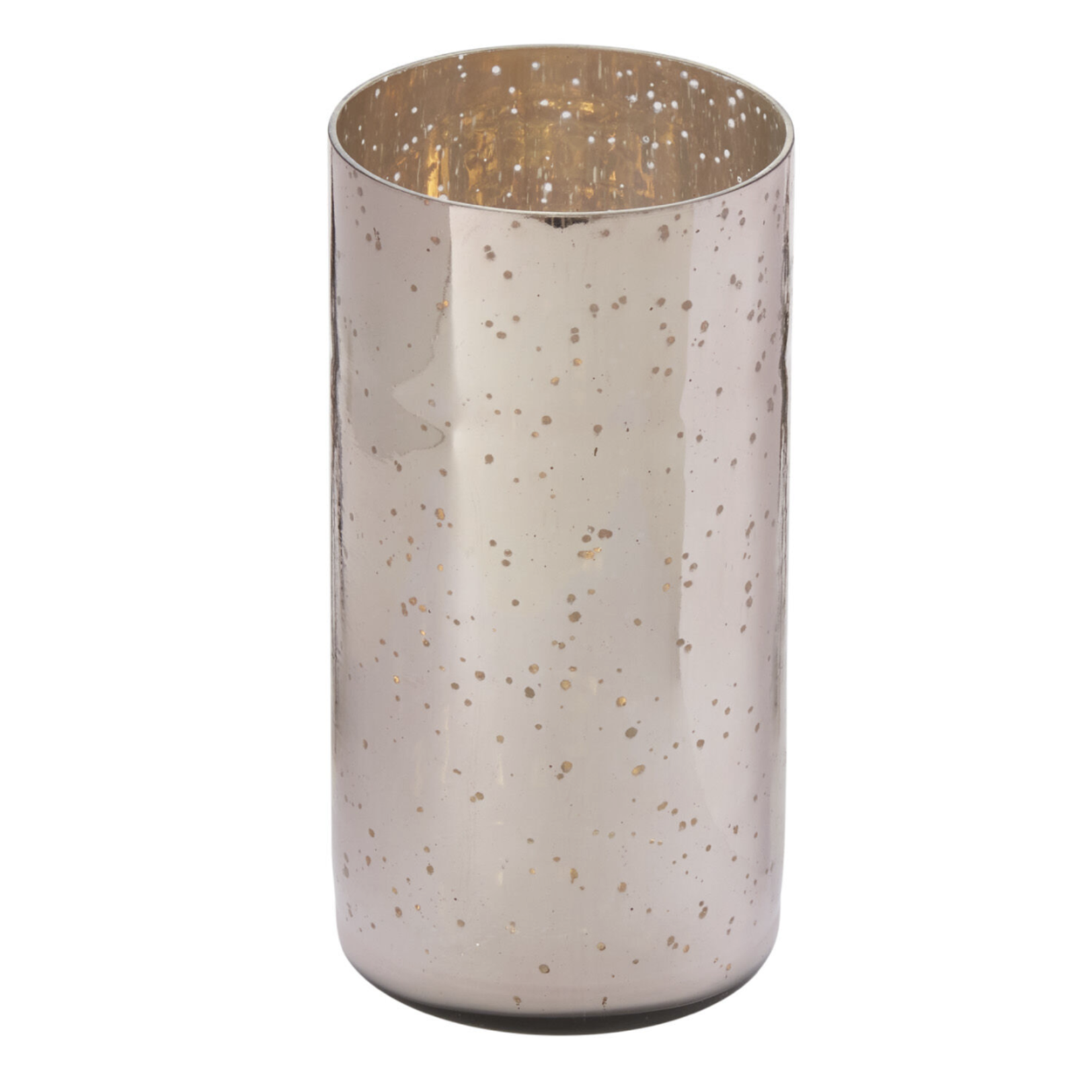 7.75”H X 3.75” PINK GLASS LUSTROUS VOTIVE