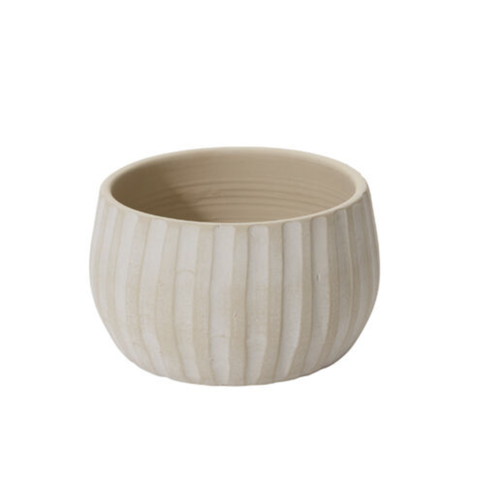 6.25”H X 10.25” TAN CERAMIC ARID POT/VASE BOWL