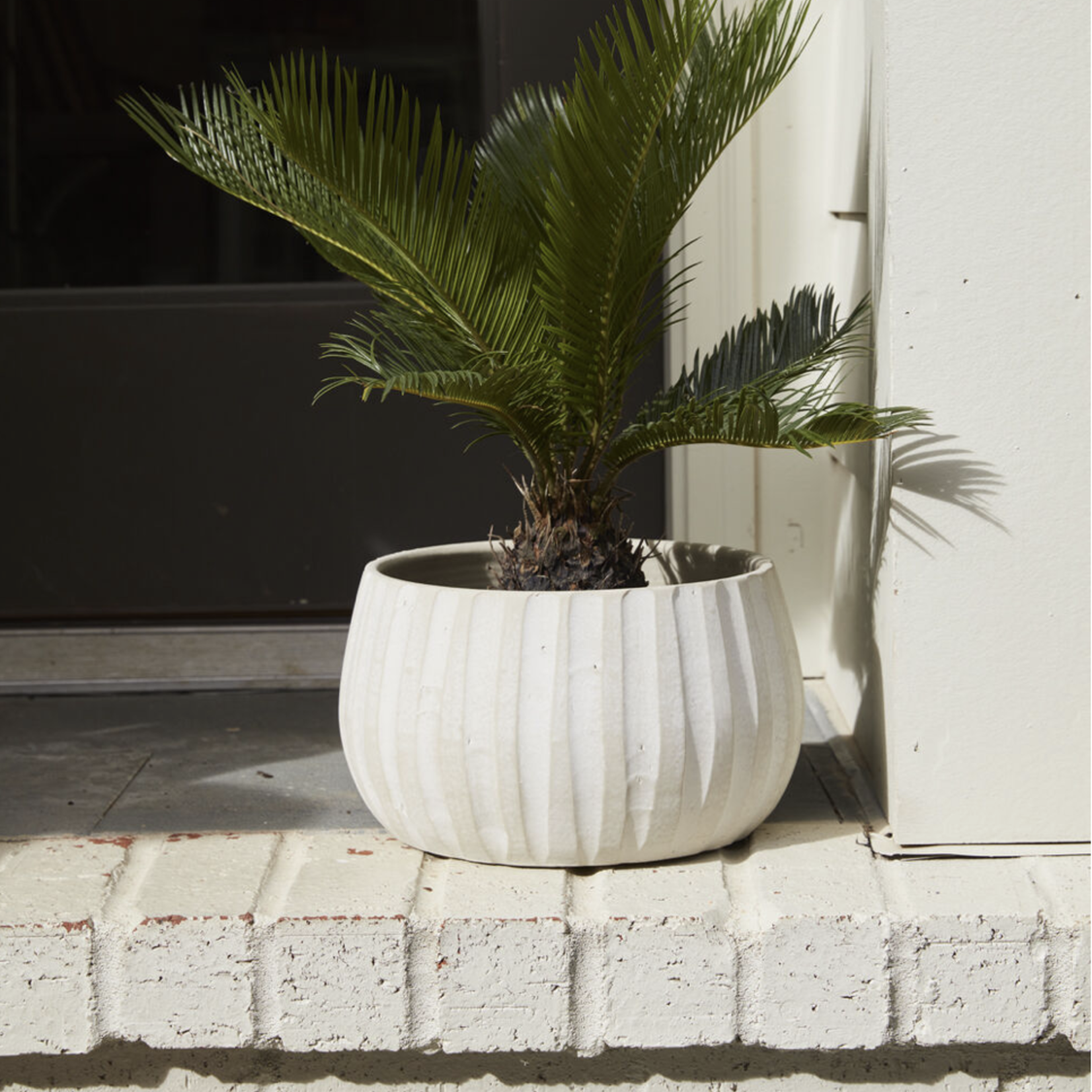 6.25”H X 10.25” TAN CERAMIC ARID POT/VASE BOWL