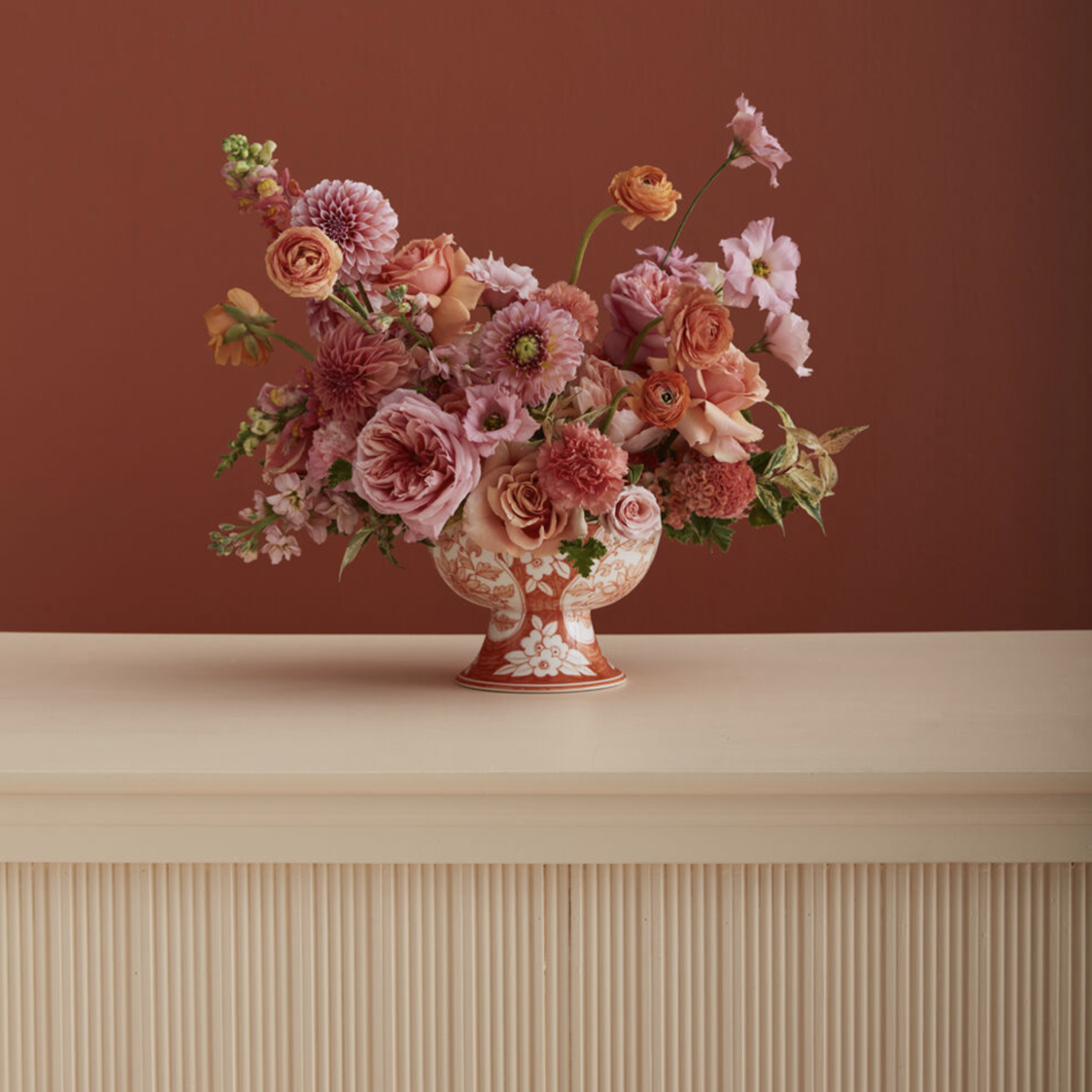 5.75”H X 8” CORAL ELODIE COMPOTE