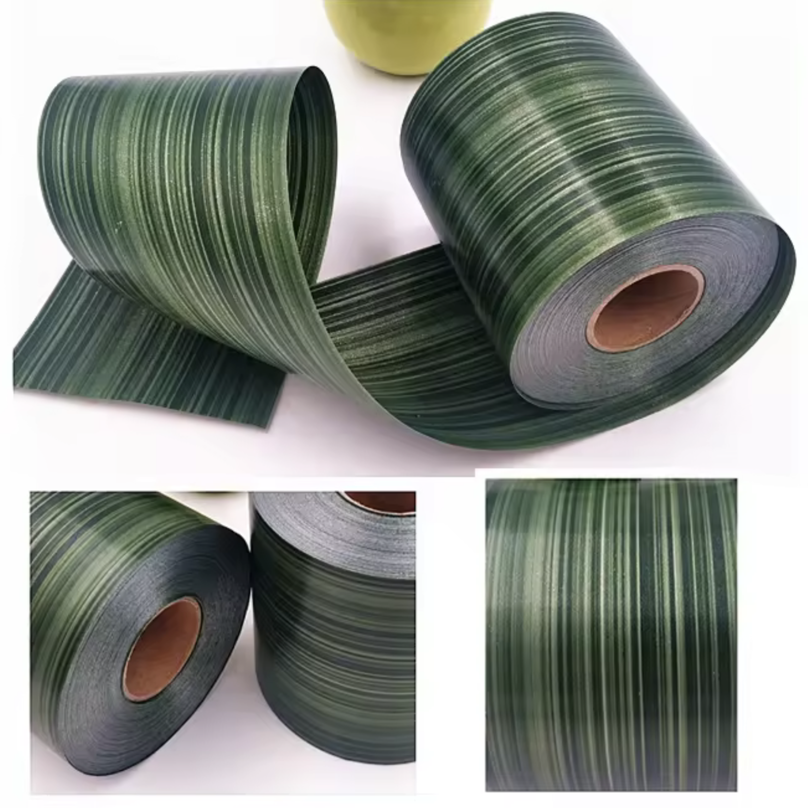 4" X 50 YD GREEN ASPIDESTRA TI LEAF RIBBON