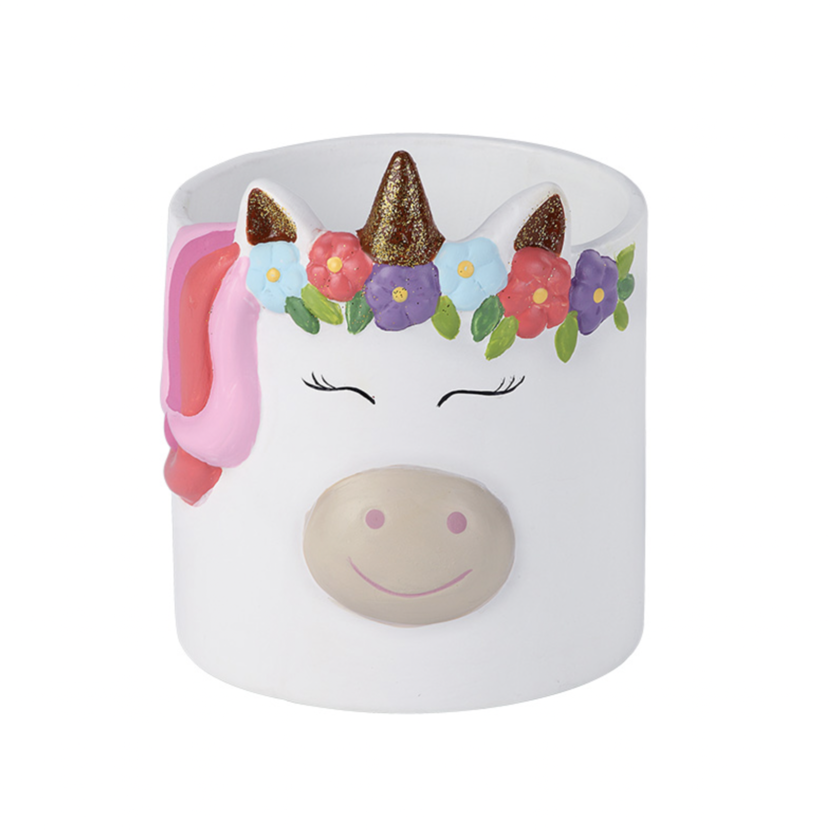 3.75" H x 3.75" W x 3.75" L UNICORN FACE CACHE, REG 6.99