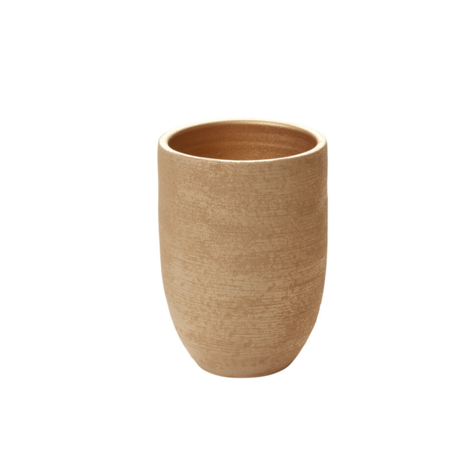 9.75”H X 6.5” CHAMPAGNE GOLD CERAMIC MICA VASE