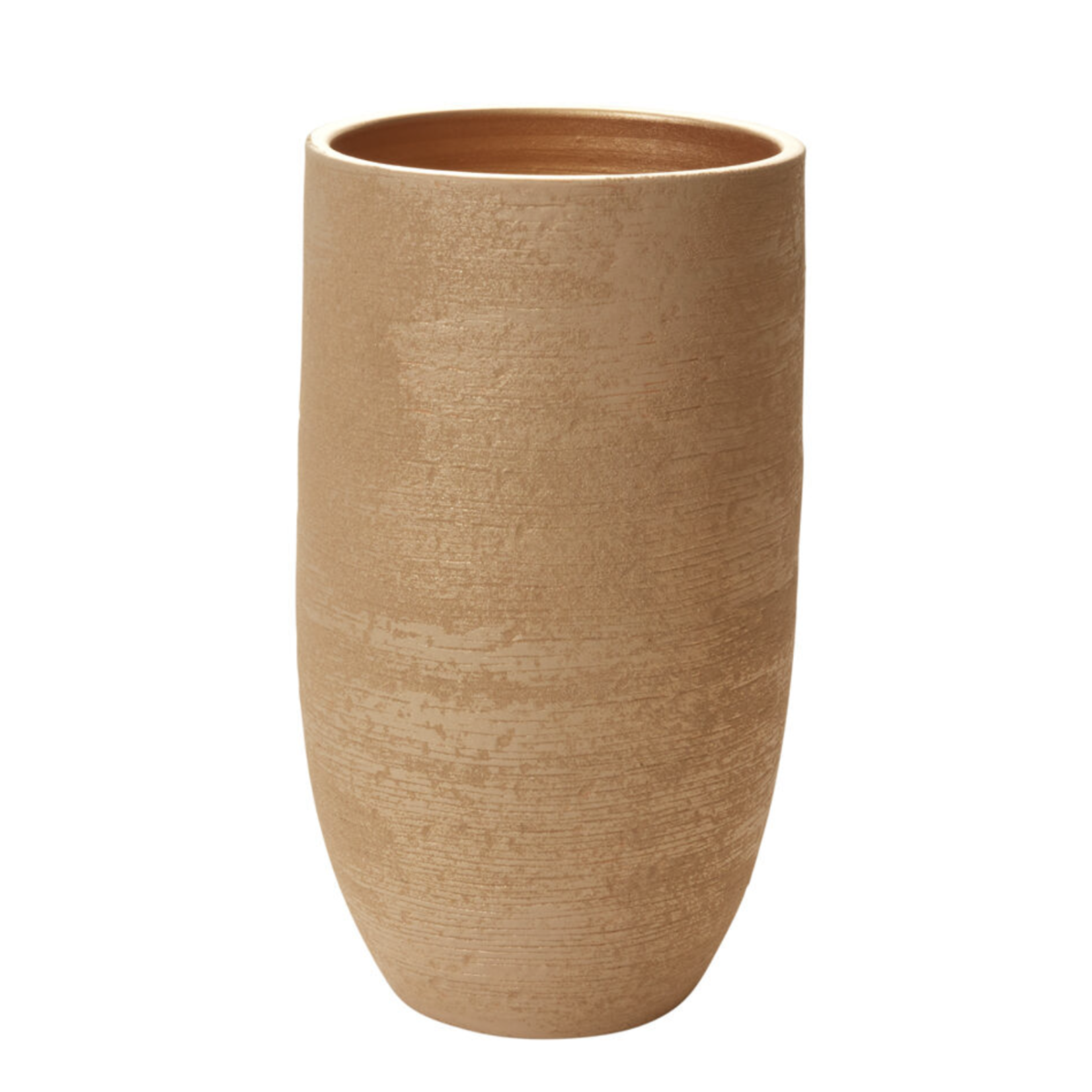 15.5”H X 8.5” CHAMPAGNE GOLD CERAMIC MICA VASE