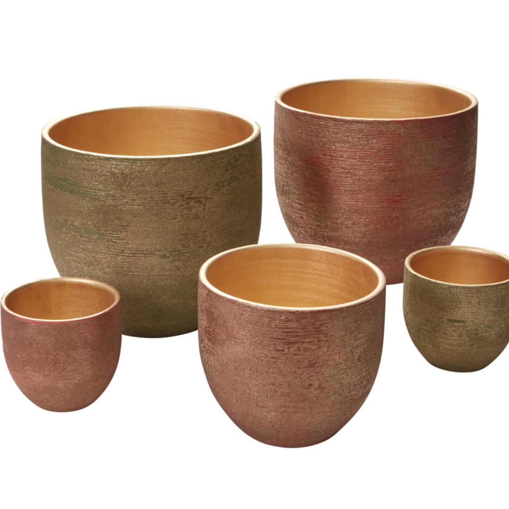 10.5”H X 11.5” REDISH GOLD CERAMIC PIGMENT POT VASE
