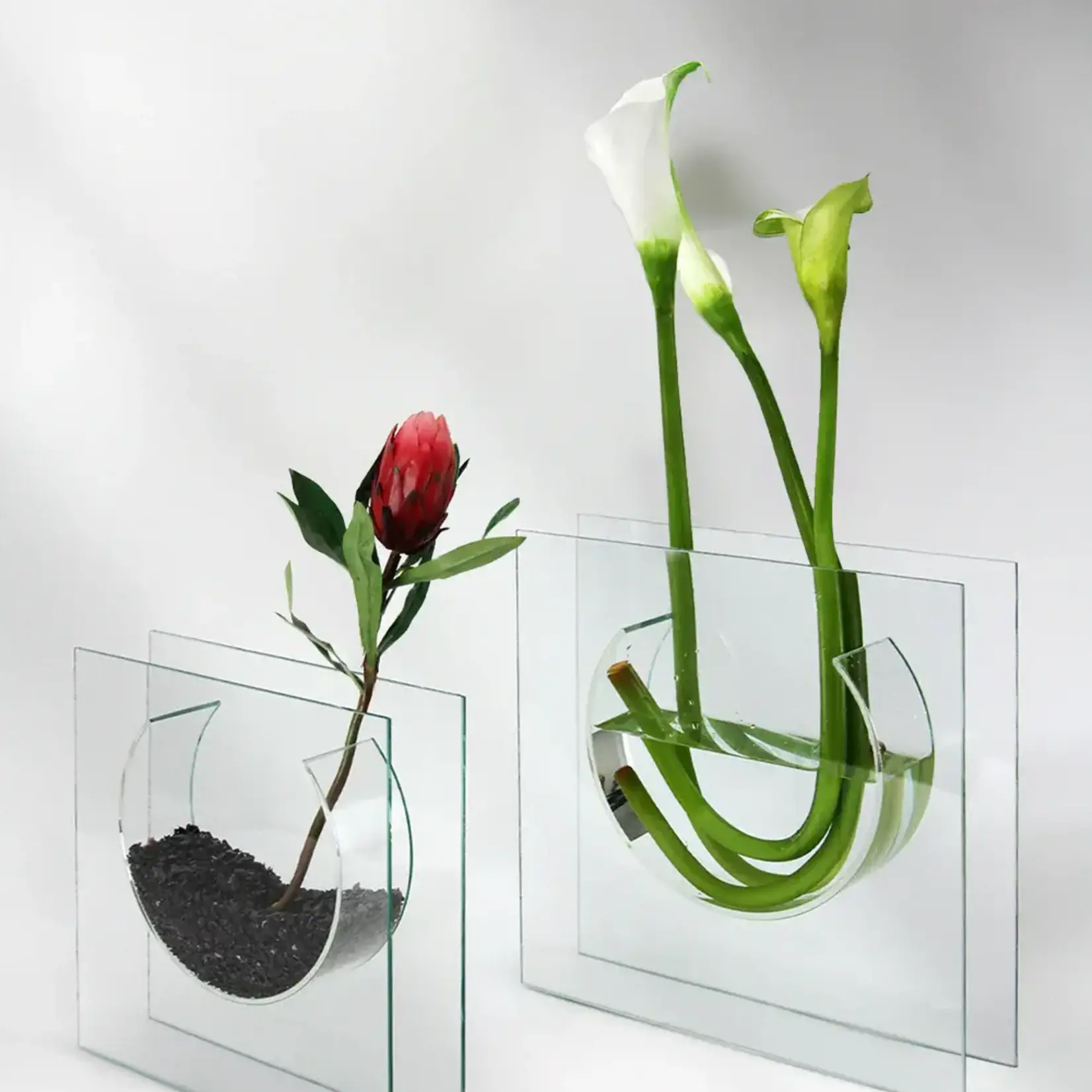 12”h x 12”l x 2.75” LUMINOUS BOND PLATED DESIGNER GLASS VASE