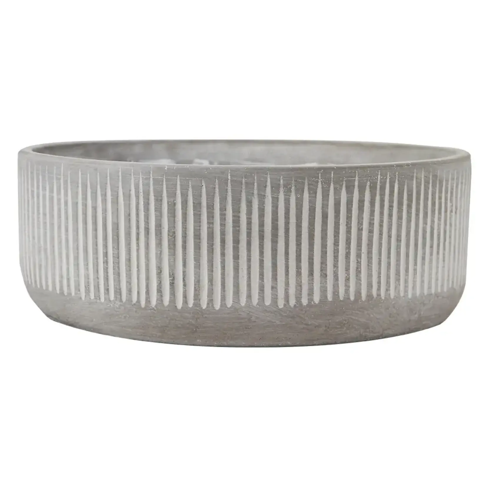 4.5”H X 12” WHITE CERAMIC FLUTED RIBBED PLANTER VASE